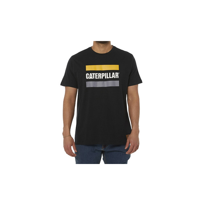 Caterpillar Work Logo - Mens T-Shirts - Black - NZ (025ULGKJP)